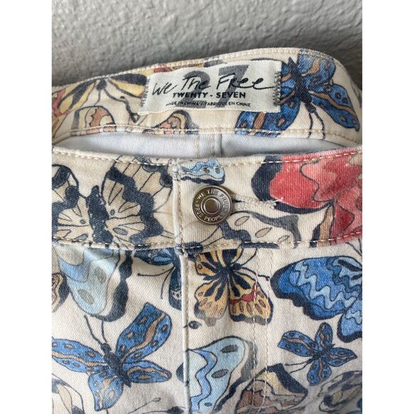 Free People We The Free Just Float On Flare Leg Jeans Butterfly Print - Picture 9 of 10